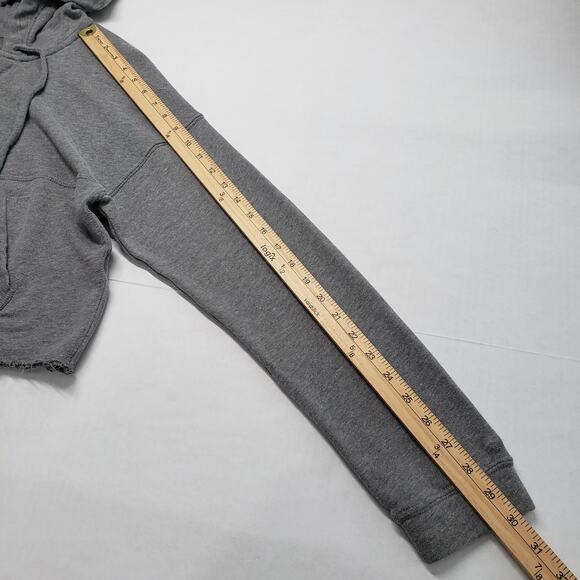 Hollister Cropped Hoodie Womens Small Gray Lace Up Casual Loungewear Pilates - Picture 6 of 14